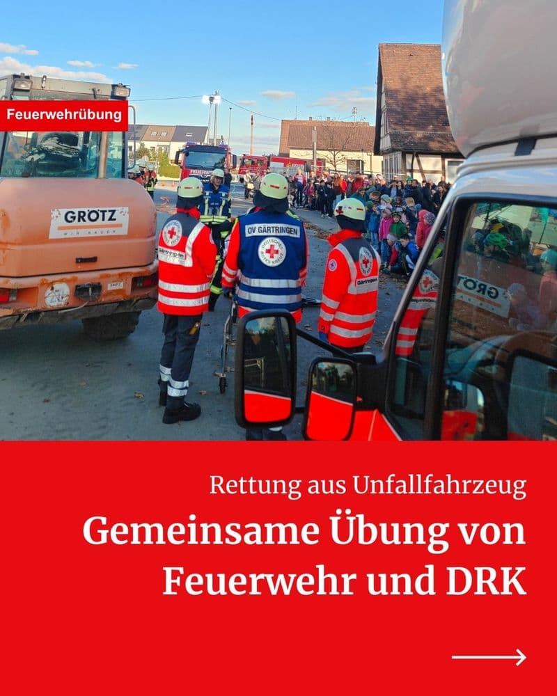 Gemeinsame Übung von Feuerwehr und DRK.
